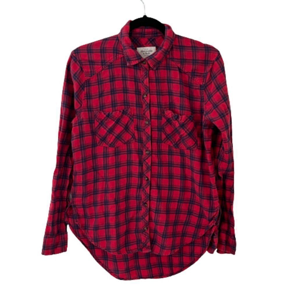 Abercrombie & Fitch Red Plaid Button Down Flannel Shirt Medium